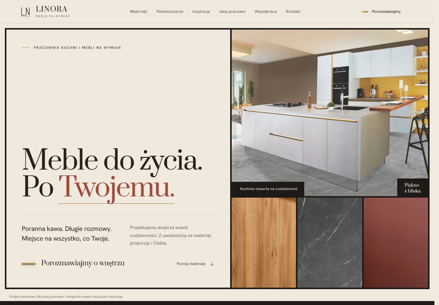 Linora Steel: Strona firmowa · Meble i wnętrza. Autorska koncepcja strony pokazowej.