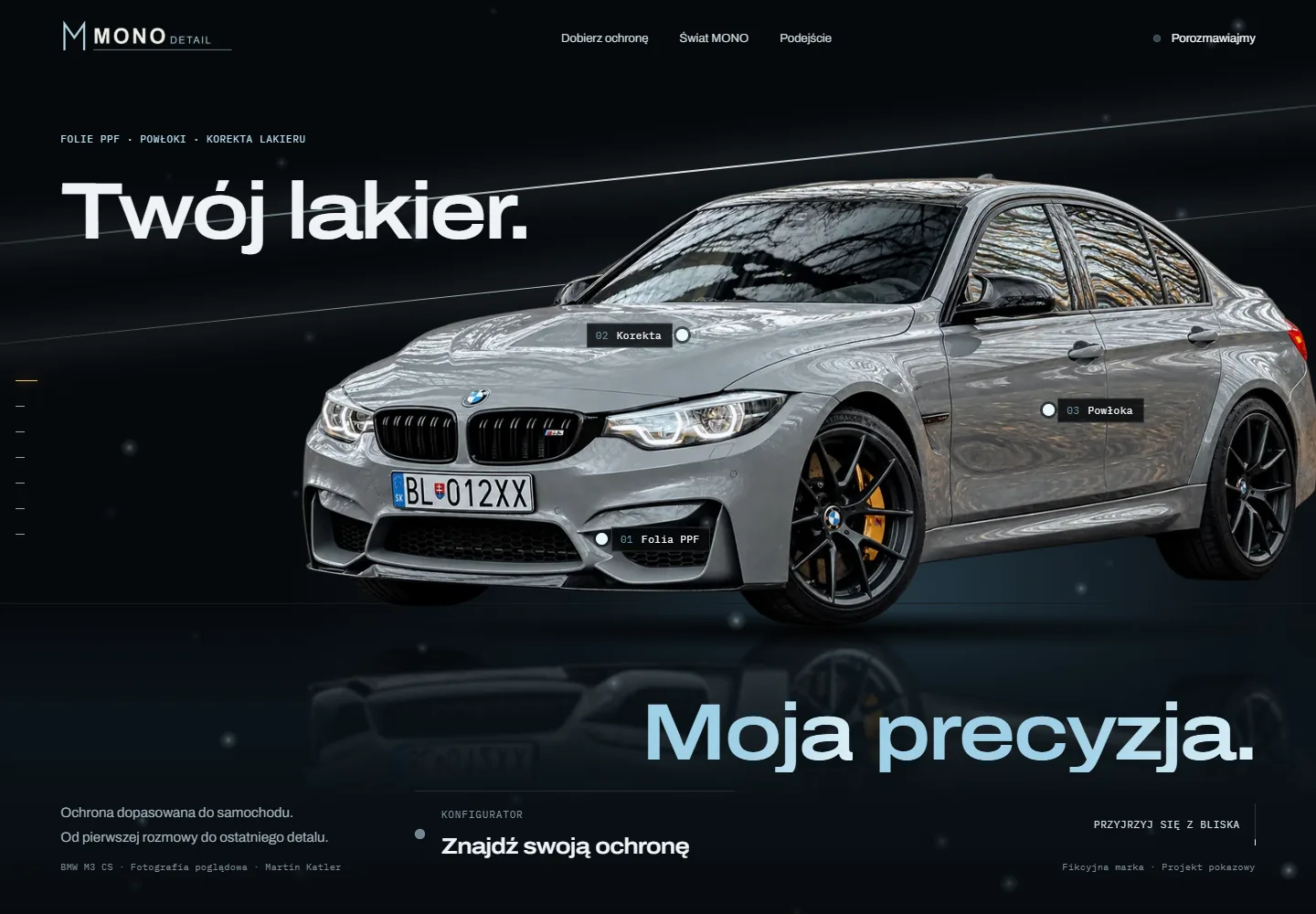 Mono Detail: Strona firmowa · Detailing premium. Autorska koncepcja strony pokazowej.
